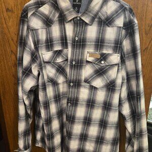 Kings Camo Western Snap Front Flannel Shirt XXL Black Ombre